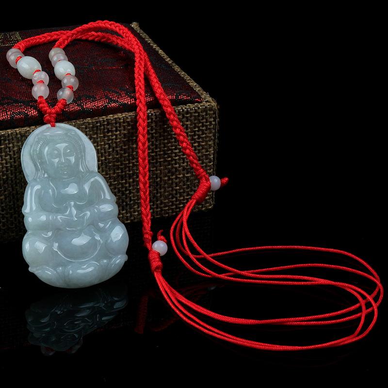 Natural White Jade Guan Yin Buddha Full Blessing Lucky Pendant - FengshuiGallary
