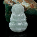 Natural White Jade Guan Yin Buddha Full Blessing Lucky Pendant - FengshuiGallary