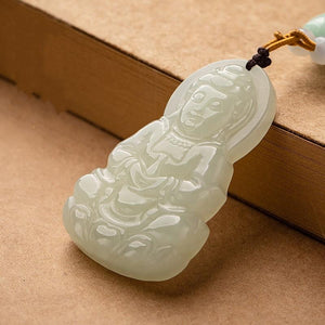 Natural White Jade Guanyin Buddha Healing Pendant - FengshuiGallary