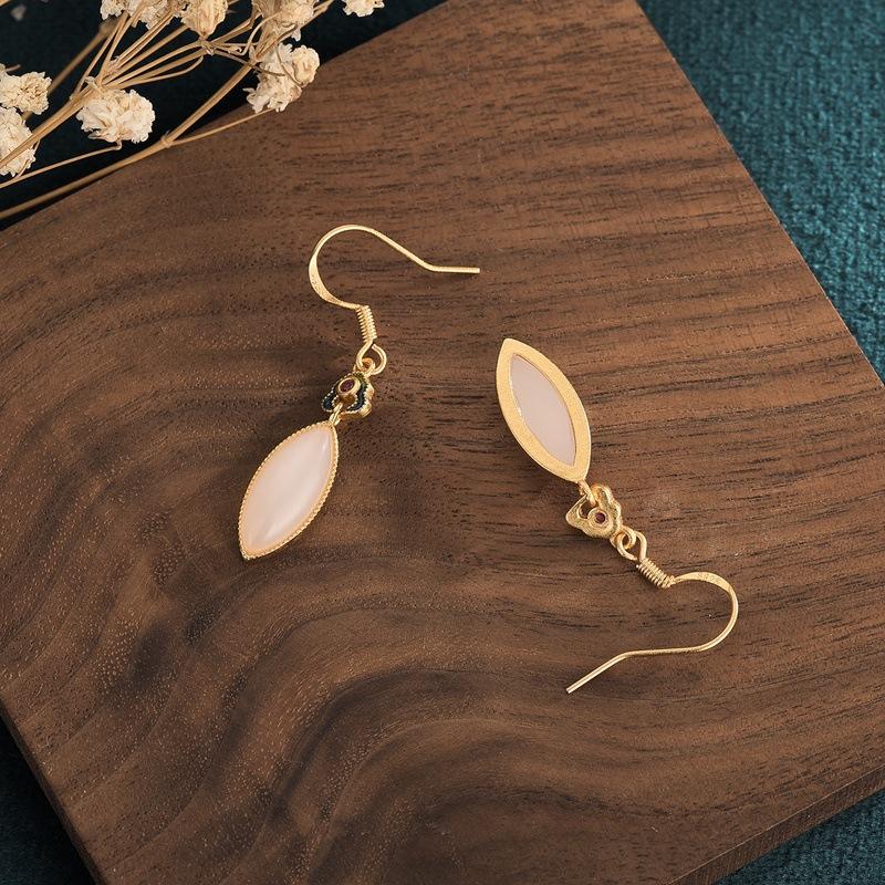 Natural White Jade Lucky Earrings - FengshuiGallary