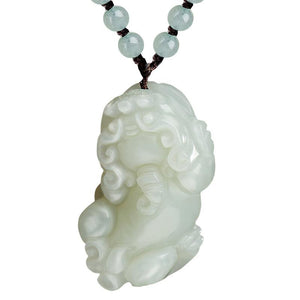 Natural White Jade Pixiu Pendant Healing Necklace - FengshuiGallary