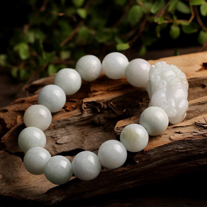 Natural White Jade Pixiu Wealth Bracelet - FengshuiGallary