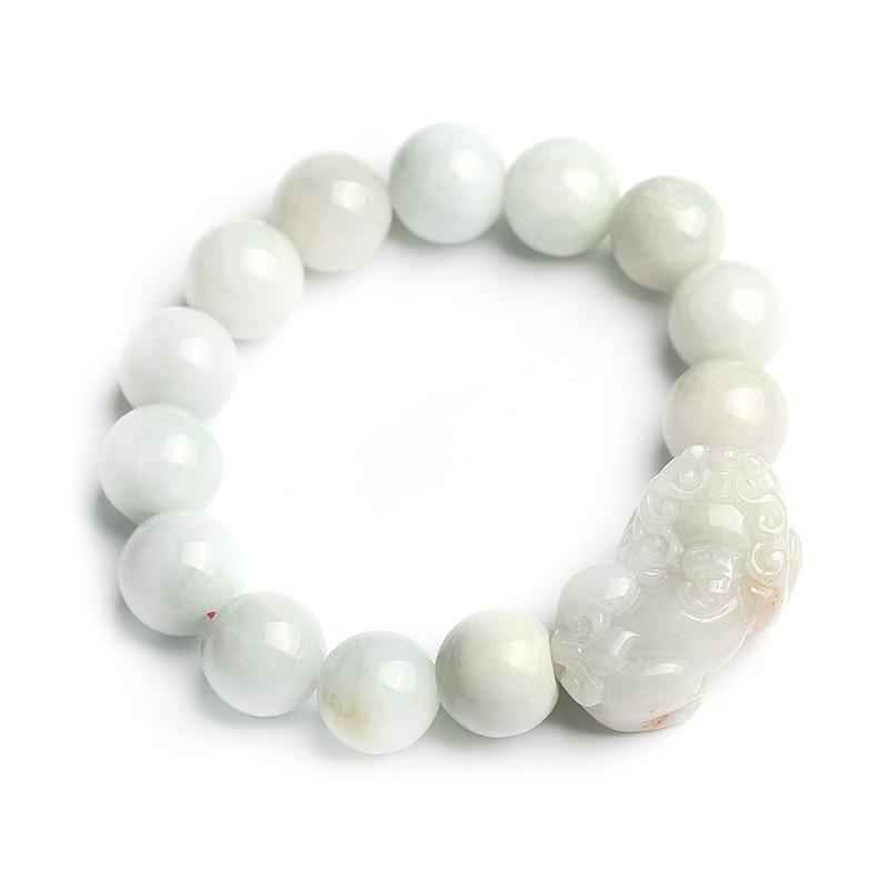 Natural White Jade Pixiu Wealth Bracelet - FengshuiGallary
