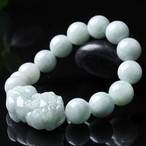 Natural White Jade Pixiu Wealth Bracelet - FengshuiGallary