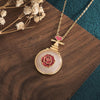 Natural White Jade Plum Flower Wealth Gold Pendant Necklace - FengshuiGallary