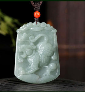Natural Whithe Jade 12 Chinese Zodiac Lucky Amulet Pendant Necklace - FengshuiGallary