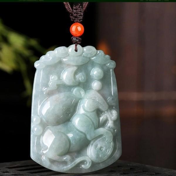 Natural Whithe Jade 12 Chinese Zodiac Lucky Amulet Pendant Necklace - FengshuiGallary