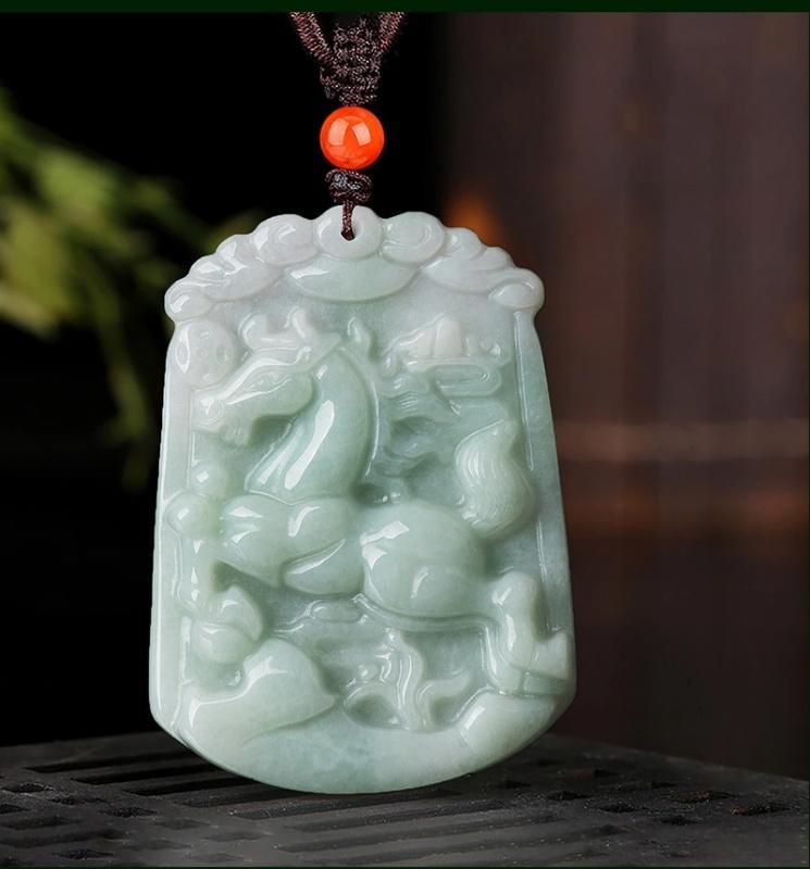Natural Whithe Jade 12 Chinese Zodiac Lucky Amulet Pendant Necklace - FengshuiGallary