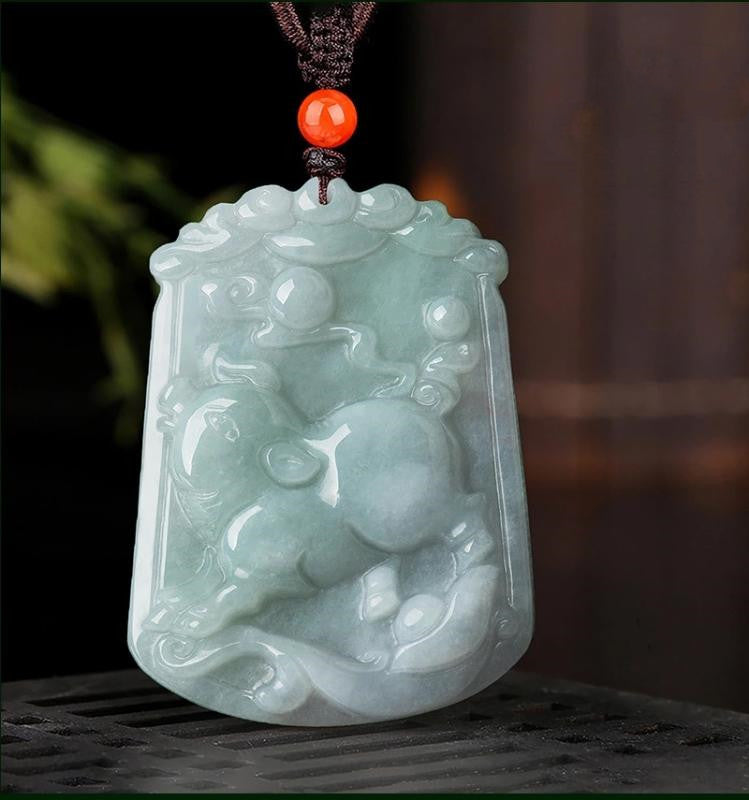 Natural Whithe Jade 12 Chinese Zodiac Lucky Amulet Pendant Necklace - FengshuiGallary