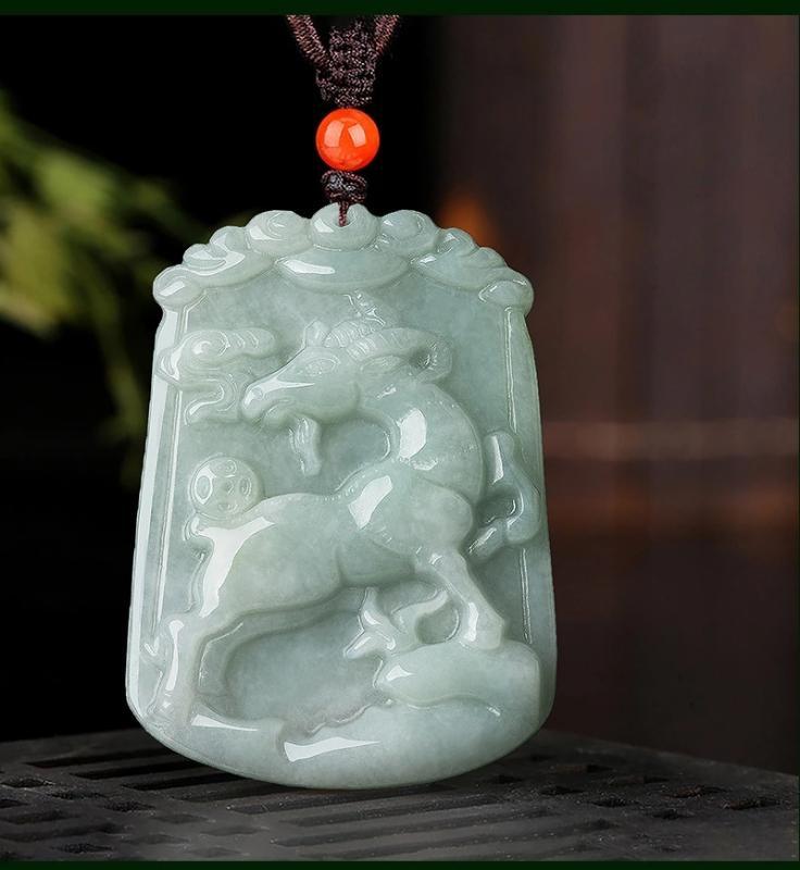 Natural Whithe Jade 12 Chinese Zodiac Lucky Amulet Pendant Necklace - FengshuiGallary