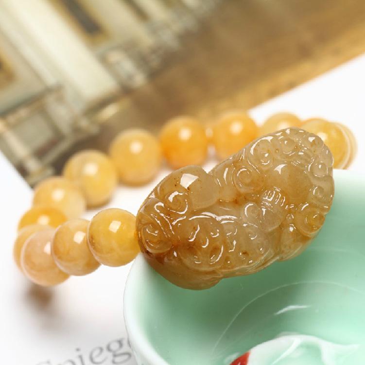 Natural Yellow Jade Pixiu Wealth Bracelet - FengshuiGallary
