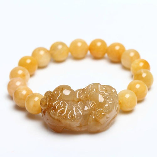 Natural Yellow Jade Pixiu Wealth Bracelet - FengshuiGallary