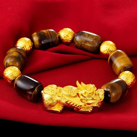 Natural Yellow Tiger Eye Pixiu Wealth Bracelet - FengshuiGallary