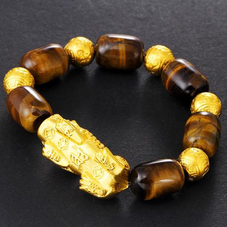 Natural Yellow Tiger Eye Pixiu Wealth Bracelet - FengshuiGallary