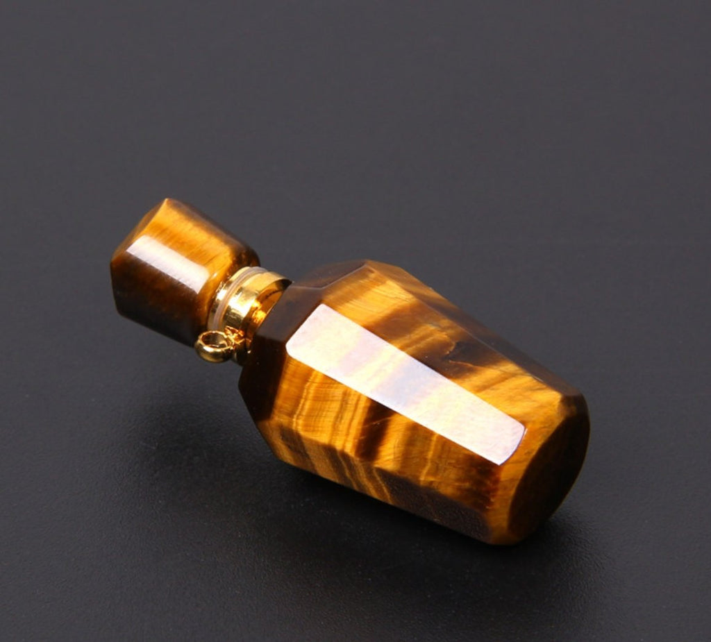 Natural Yellow Tiger`s Eye Perfume Bottle Healing Pendant - FengshuiGallary