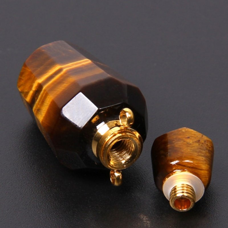 Natural Yellow Tiger`s Eye Perfume Bottle Healing Pendant - FengshuiGallary