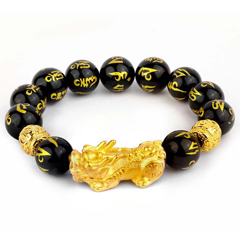 New Edition Feng Shui Pixiu Black Obsidian Wealth Bracelet - FengshuiGallary