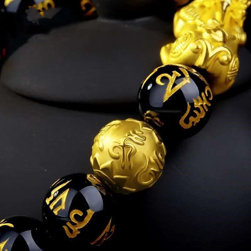 New Edition Feng Shui Pixiu Black Obsidian Wealth Bracelet - FengshuiGallary