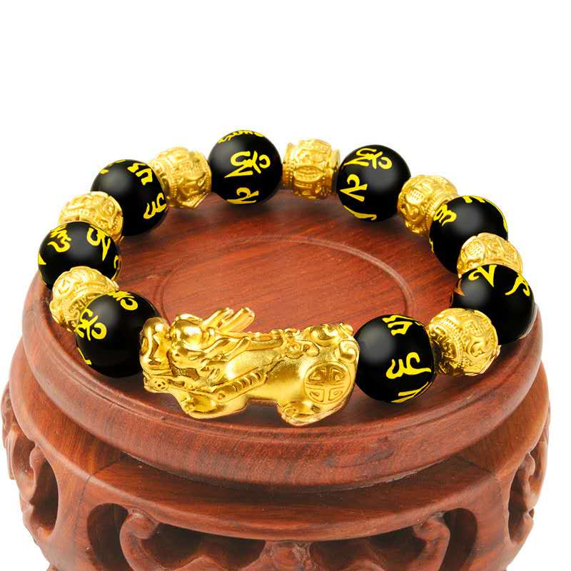 New Edition Feng Shui Pixiu Black Obsidian Wealth Bracelet - FengshuiGallary