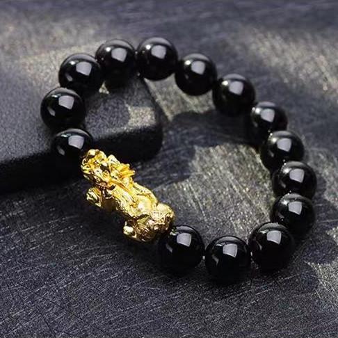 Obsidian Bracelet-Black Obsidian Wealth Pixiu - FengshuiGallary