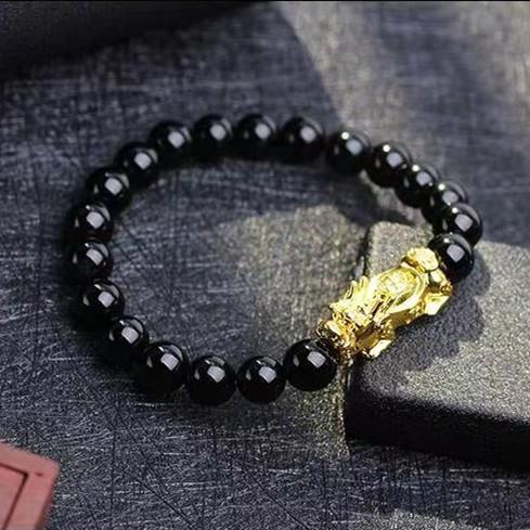 Obsidian Bracelet-Black Obsidian Wealth Pixiu - FengshuiGallary