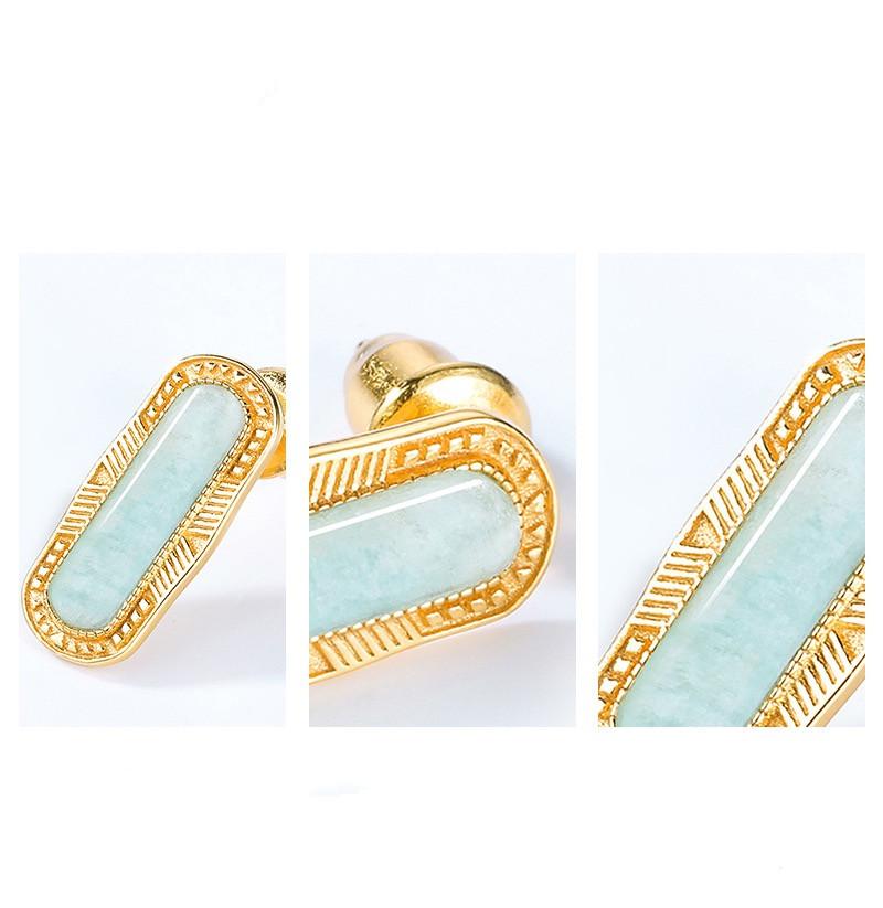 Peace Shield Jade 925 Silver 10K Gold Plated Earrings - FengshuiGallary