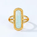 Peace Shield Jade 925 Silver 10K Gold Plated Ring - FengshuiGallary