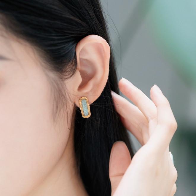 Peace Shield Jade 925 Silver 10K Gold Plated Set(Ring+Earrings+Pendant+Necklace) - FengshuiGallary