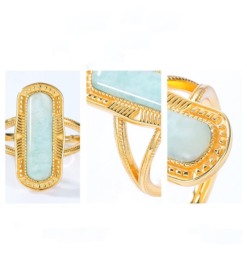 Peace Shield Jade 925 Silver 10K Gold Plated Set(Ring+Earrings+Pendant+Necklace) - FengshuiGallary