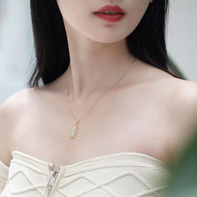 Peace Shield Jade Gold Plated Pendant Necklace - FengshuiGallary