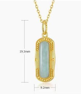 Peace Shield Jade Gold Plated Pendant Necklace - FengshuiGallary