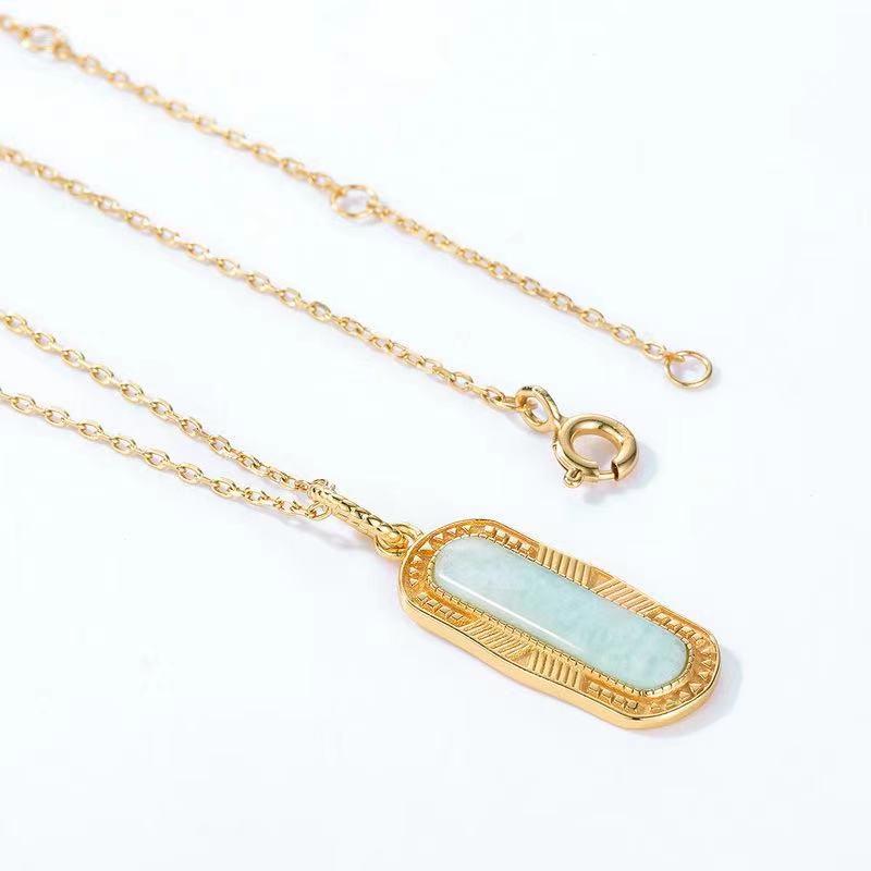 Peace Shield Jade Gold Plated Pendant Necklace - FengshuiGallary