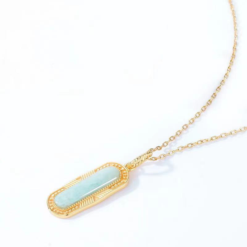 Peace Shield Jade Gold Plated Pendant Necklace - FengshuiGallary