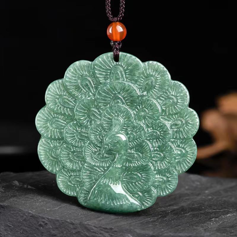 Peacock Grade A White Jade Pendant - FengshuiGallary