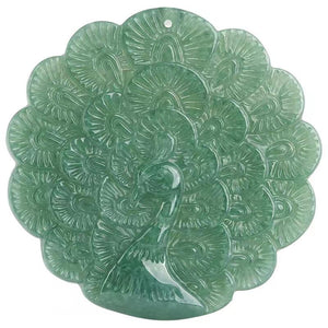 Peacock Grade A White Jade Pendant - FengshuiGallary