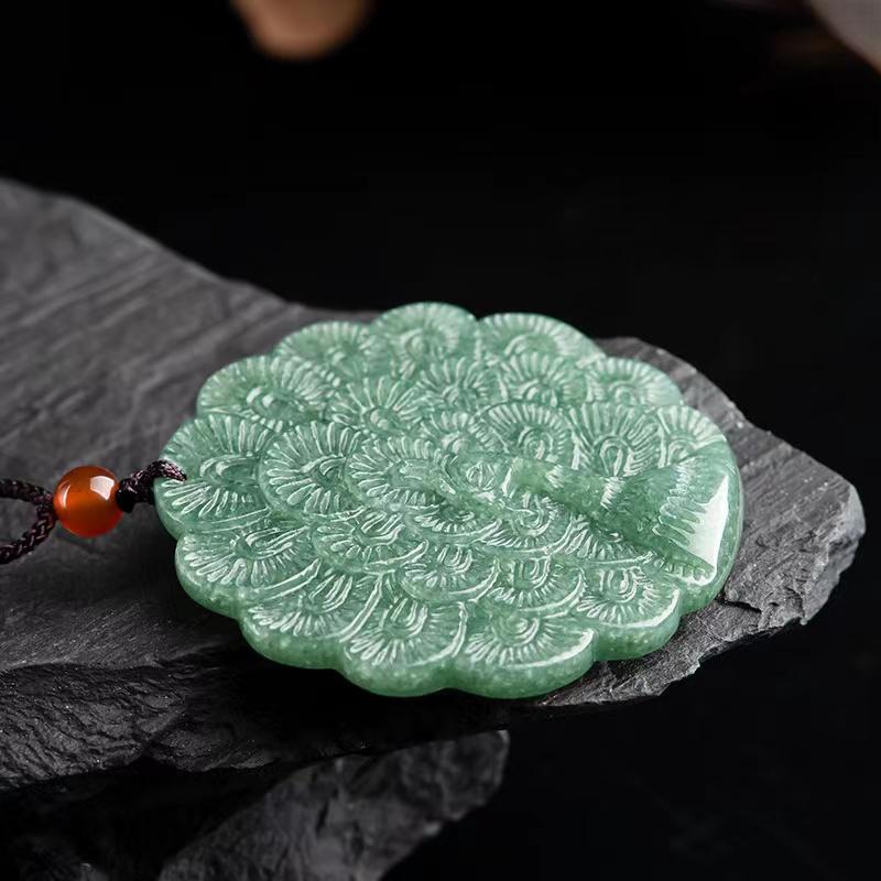 Peacock Grade A White Jade Pendant - FengshuiGallary