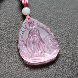 Pink Glaze Fox God Huxian Protection Amulet Pendant - FengshuiGallary