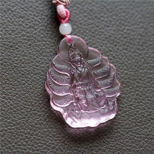 Pink Glaze Fox God Huxian Protection Amulet Pendant - FengshuiGallary