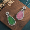 Pink Jade Cubic Zirconia Crystals Healing Pendant - FengshuiGallary