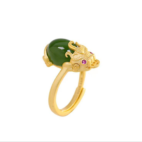 Pixiu Green Jade Ring - FengshuiGallary