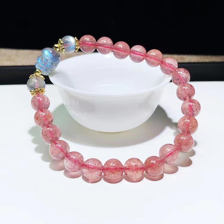 Pixiu Strawberry Crystal Beads Fengshui Bracelet - FengshuiGallary