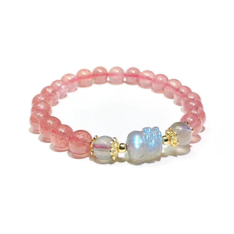 Pixiu Strawberry Crystal Beads Fengshui Bracelet - FengshuiGallary