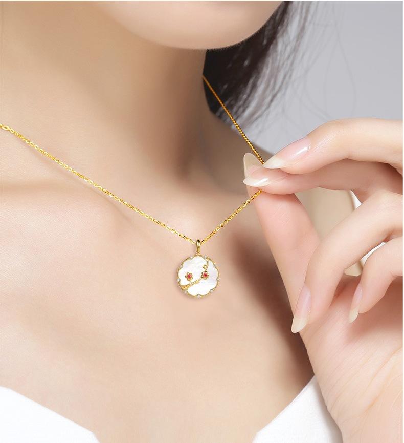 Plum Flower Pearl Wealth Pendant Necklace - FengshuiGallary