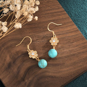 Plum Flower Turquoise Drop Lucky Earring - FengshuiGallary
