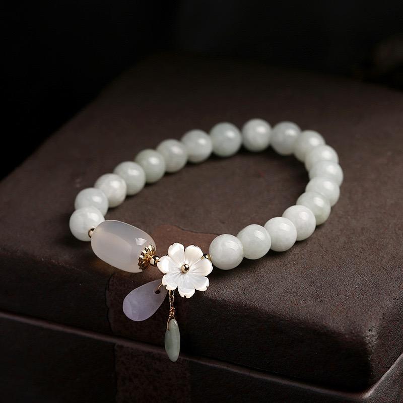 Plum Flower White Jade Bracelet - FengshuiGallary