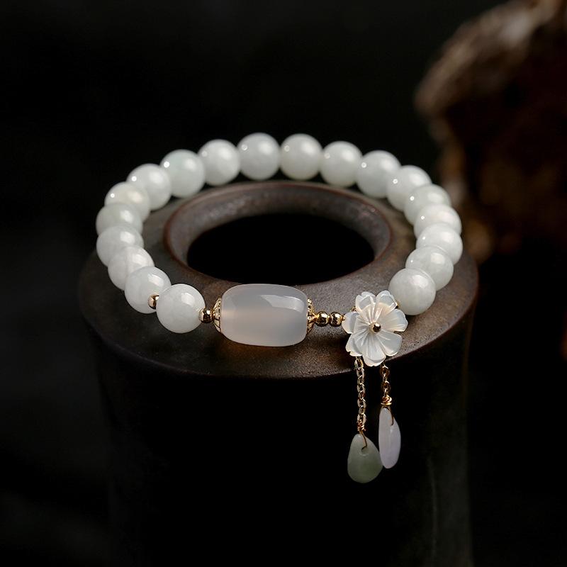Plum Flower White Jade Bracelet - FengshuiGallary