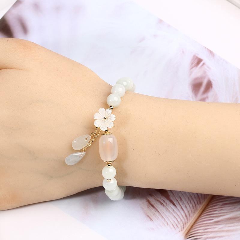 Plum Flower White Jade Bracelet - FengshuiGallary