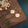 Plum Flower White Jade Tassel Wealth Earring - FengshuiGallary