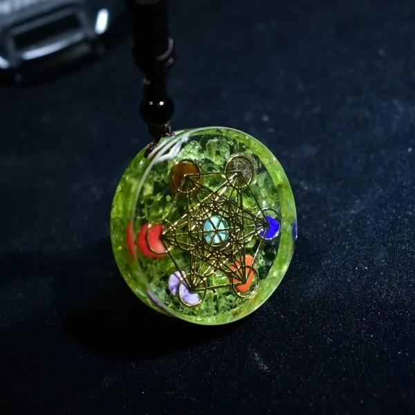 Rainbow Crystal Orgonite Chakra Reiki Healing Pendant Necklace - FengshuiGallary