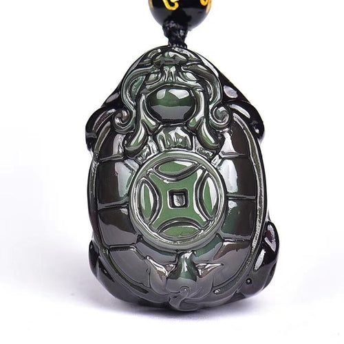 Rainbow Obsidian Feng Shui Tortoise Protection Pendant Necklace - FengshuiGallary